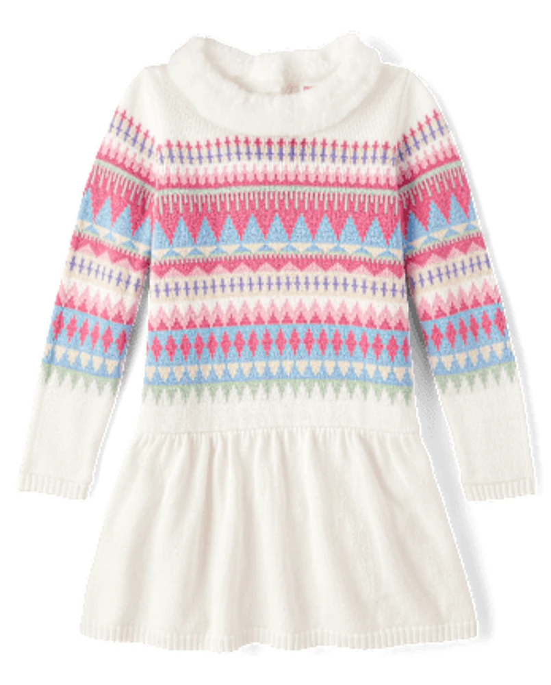 Robe-chandail en jacquard pour fille - Petit Flocon de Neige