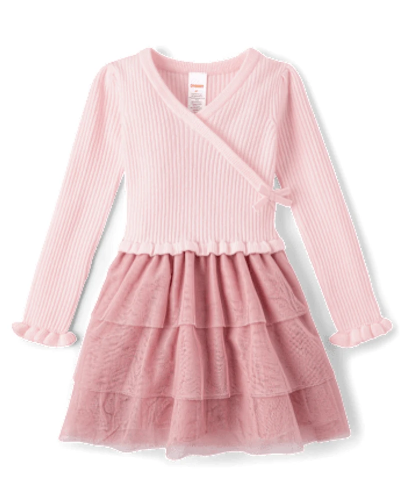 Girls Ruffle Faux Wrap Dress - Tiny Dancer