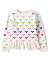 Girls Heart Peplum Sweater - Dino Friends