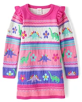 Girls Dino Fairisle Sweater Dress - Friends