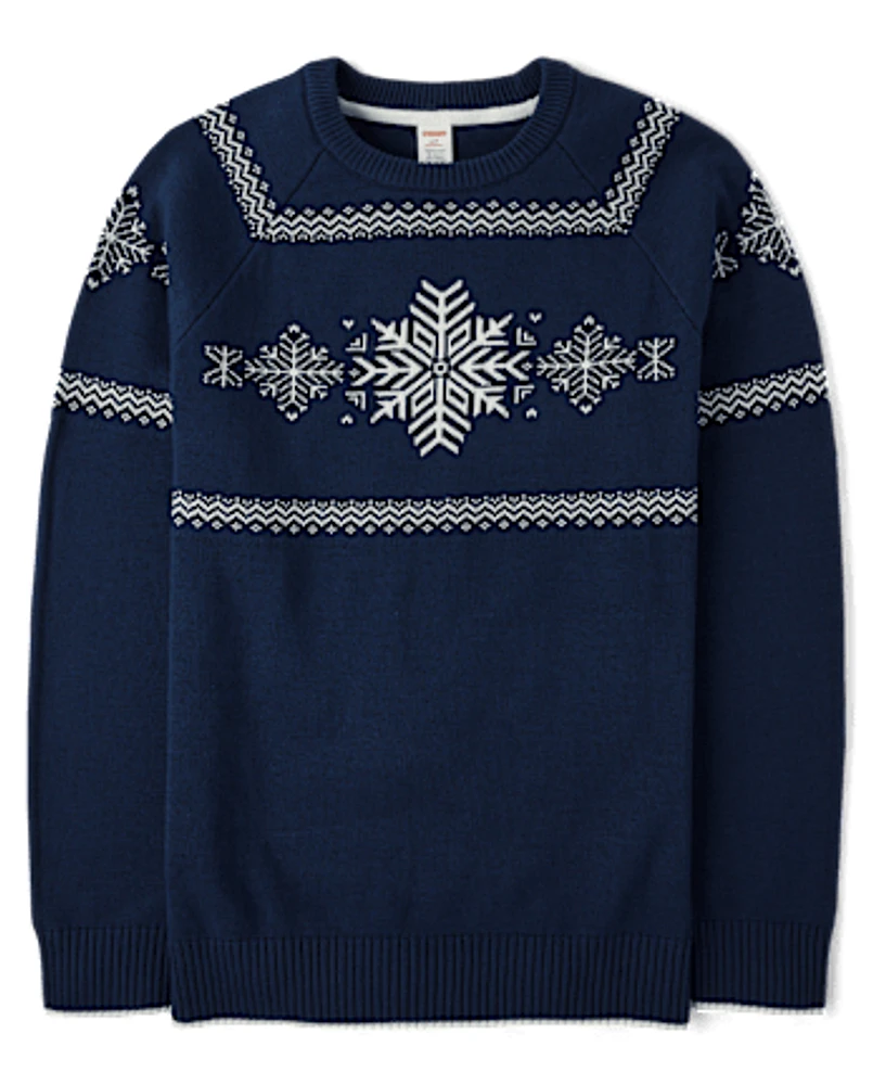 Mens Matching Family Snowflake Sweater - Holiday Express