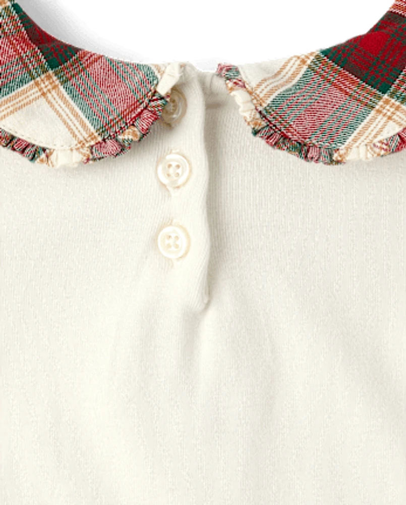 Girls Plaid Collar Top - Holiday Express