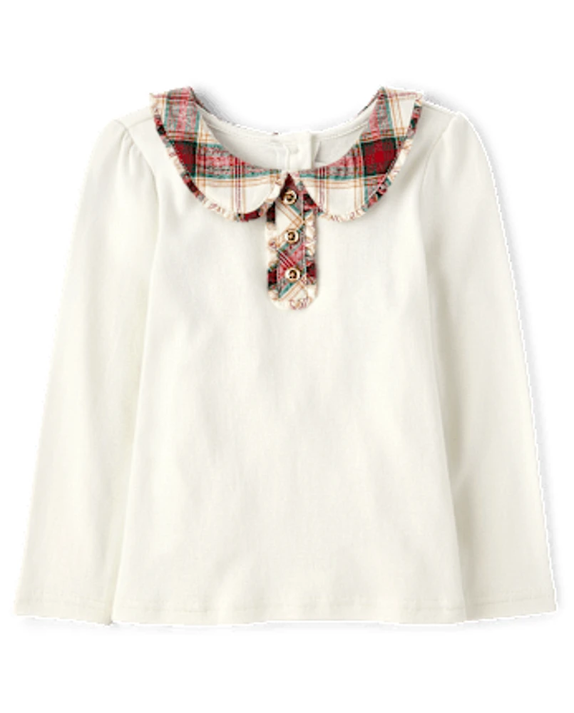 Girls Plaid Collar Top - Holiday Express