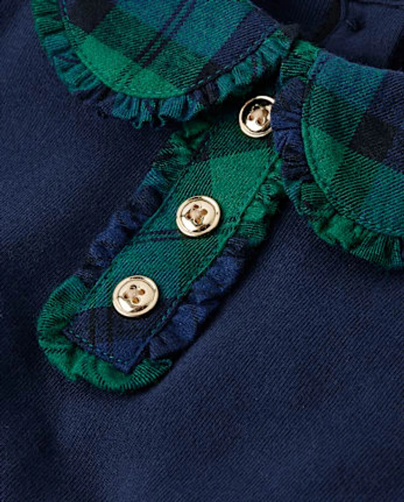 Girls Plaid Collar Top