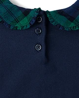 Girls Plaid Collar Top