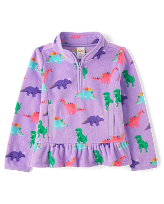 Girls Dino Microfleece Half Zip Pullover - Little Essentials