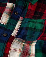 Boys Plaid Madras Flannel Button Up Shirt - Holiday Express