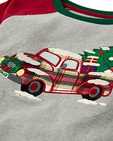 Boys Plaid Truck Raglan Top - Holiday Express