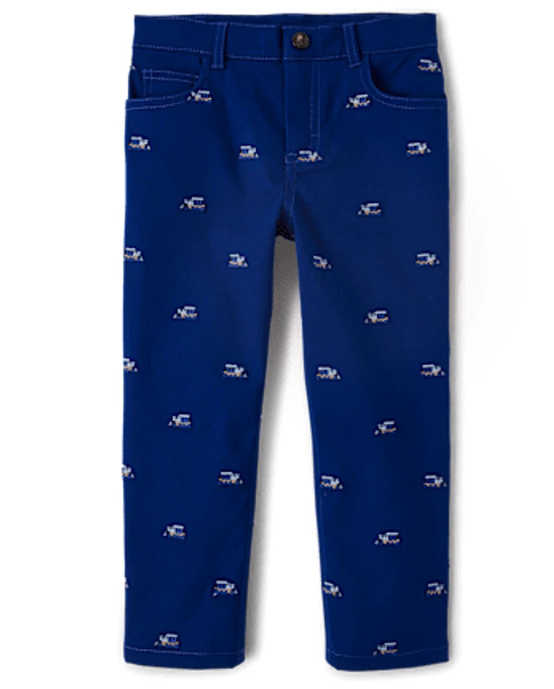 Boys Schiffli Train Pants - Little Snowflake