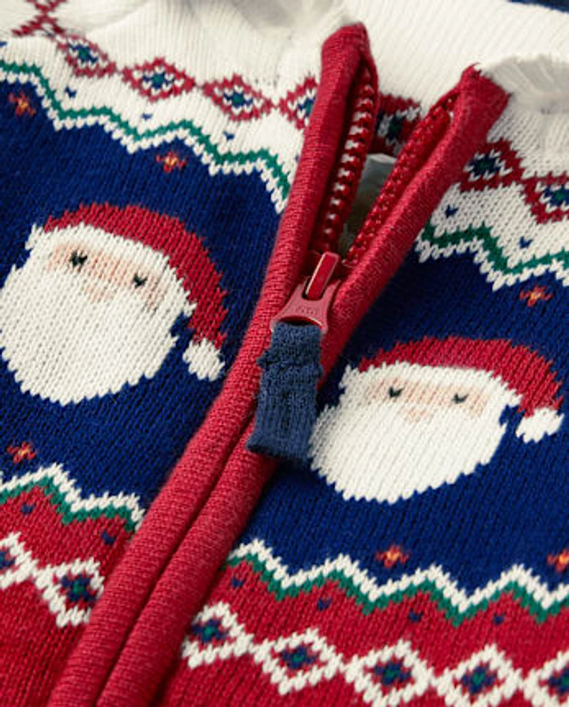 Boys Santa Fairisle Zip Up Sweater - Holiday Express