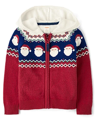 Boys Santa Fairisle Zip Up Sweater - Holiday Express