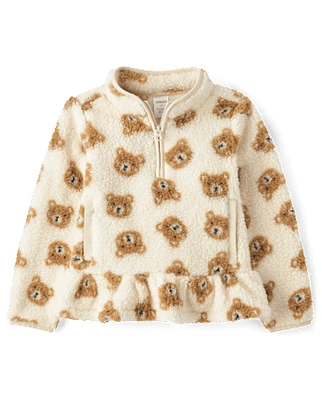 Pull demi-fermeture à glissière Fille Bear Sherpa - Little Essentials