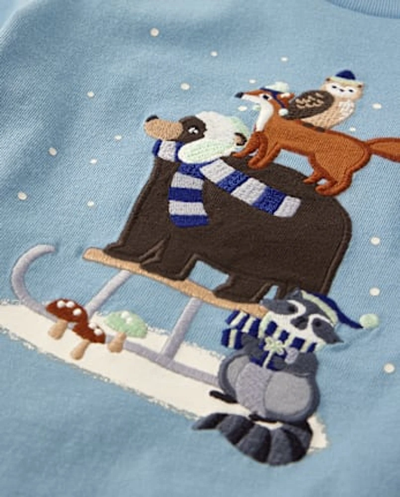 Boys Winter Animals Layered Top - Little Snowflake