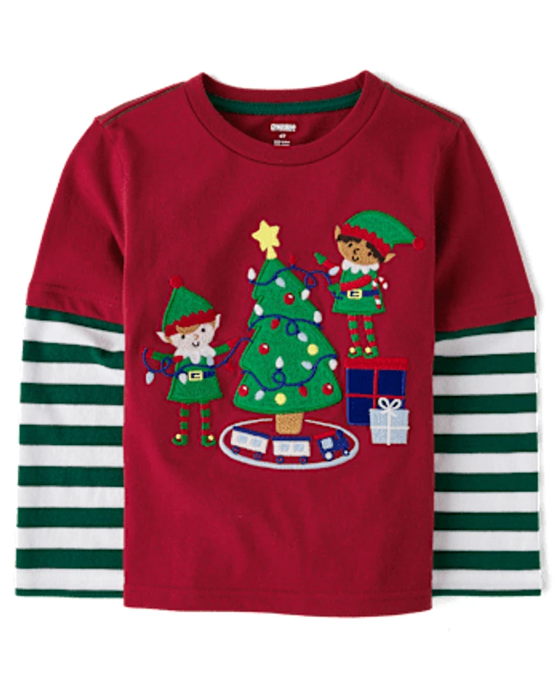 Boys Elf Layered Top - Holiday Express