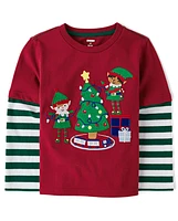 Boys Elf Layered Top - Holiday Express