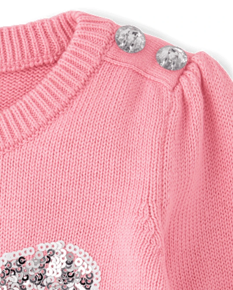 Girls Glitter Bow Sweater - Little Snowflake