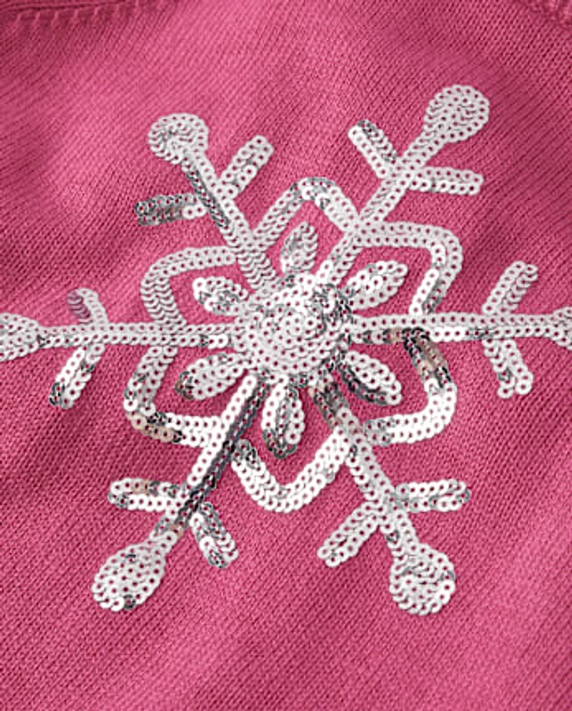 Girls Sequin Snowflake Sweater - Little