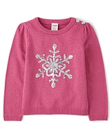 Girls Sequin Snowflake Sweater - Little