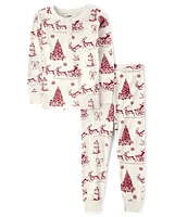 Kids Christmas Toile Snug Fit Cotton Pajamas - Gymmies