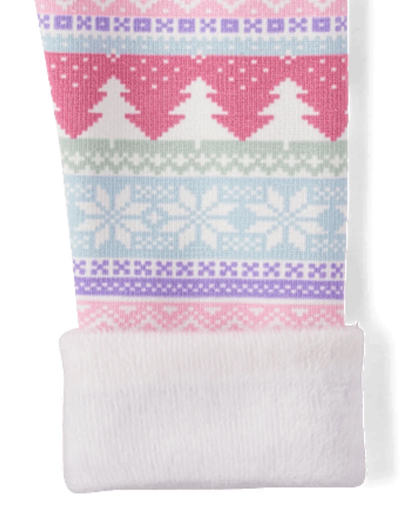 Leggings douillets pour fille avec motif flocon de neige