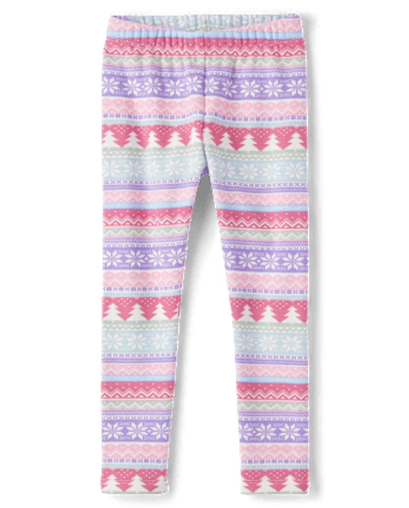 Leggings douillets pour fille avec motif flocon de neige