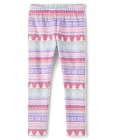 Leggings douillets pour fille avec motif flocon de neige