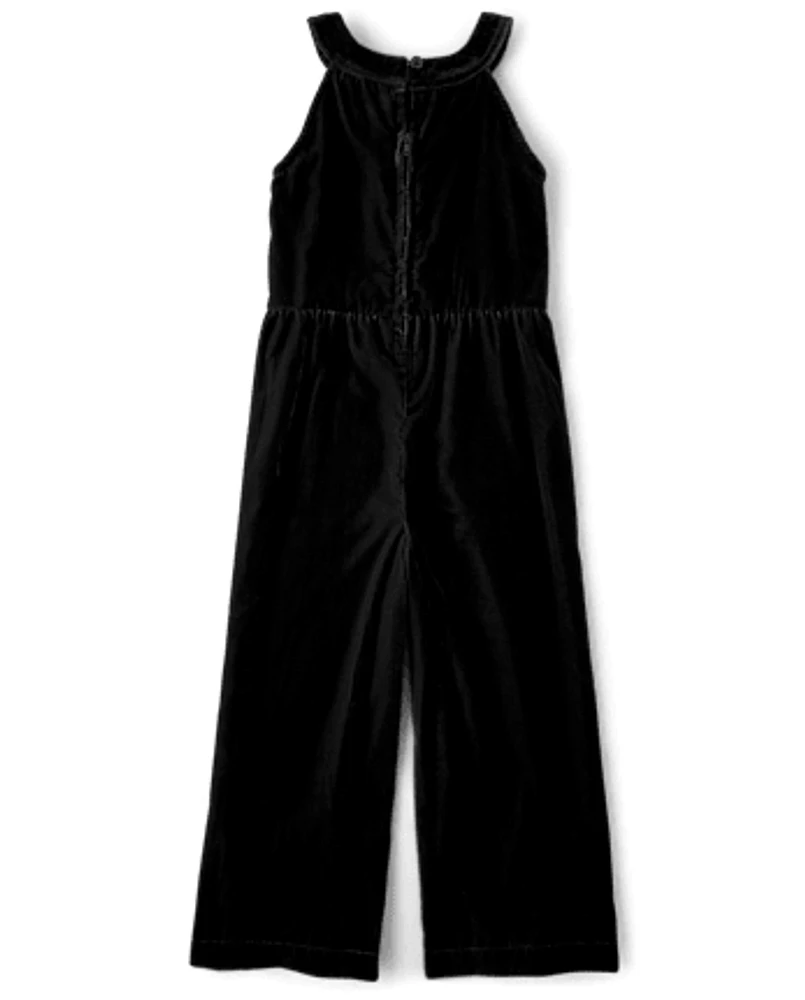 Girls Velvet Jumpsuit - Holiday Express