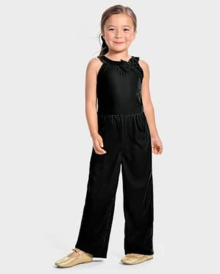 Girls Velvet Jumpsuit - Holiday Express