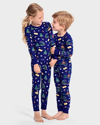 Unisex Kids Christmas Train Snug Fit Cotton Pajamas - Gymmies