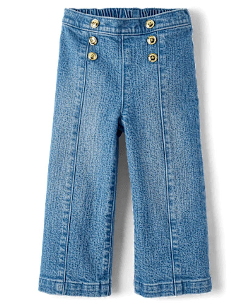 Girls Denim Sailor Pants - Coastal Cutie