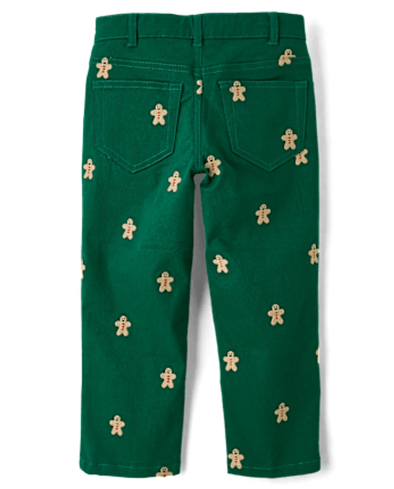 Boys Schiffli Gingerbread Pants - Holiday Express