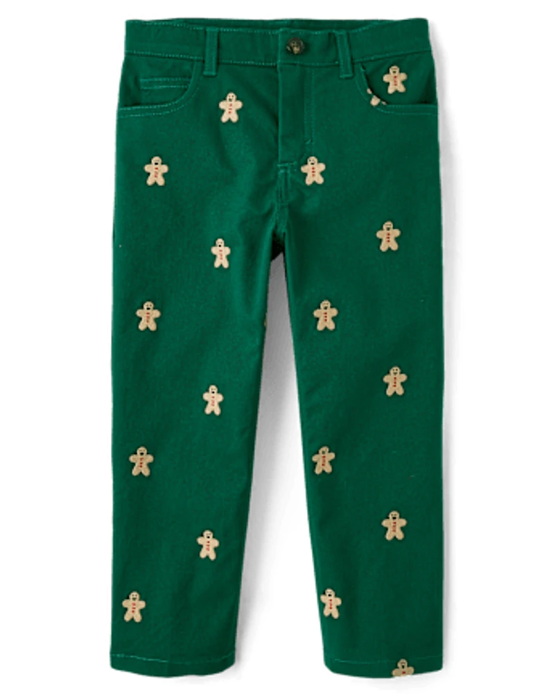 Boys Schiffli Gingerbread Pants - Holiday Express