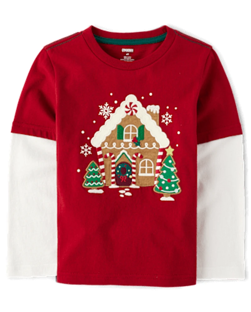 Boys Gingerbread Layered Top - Holiday Express