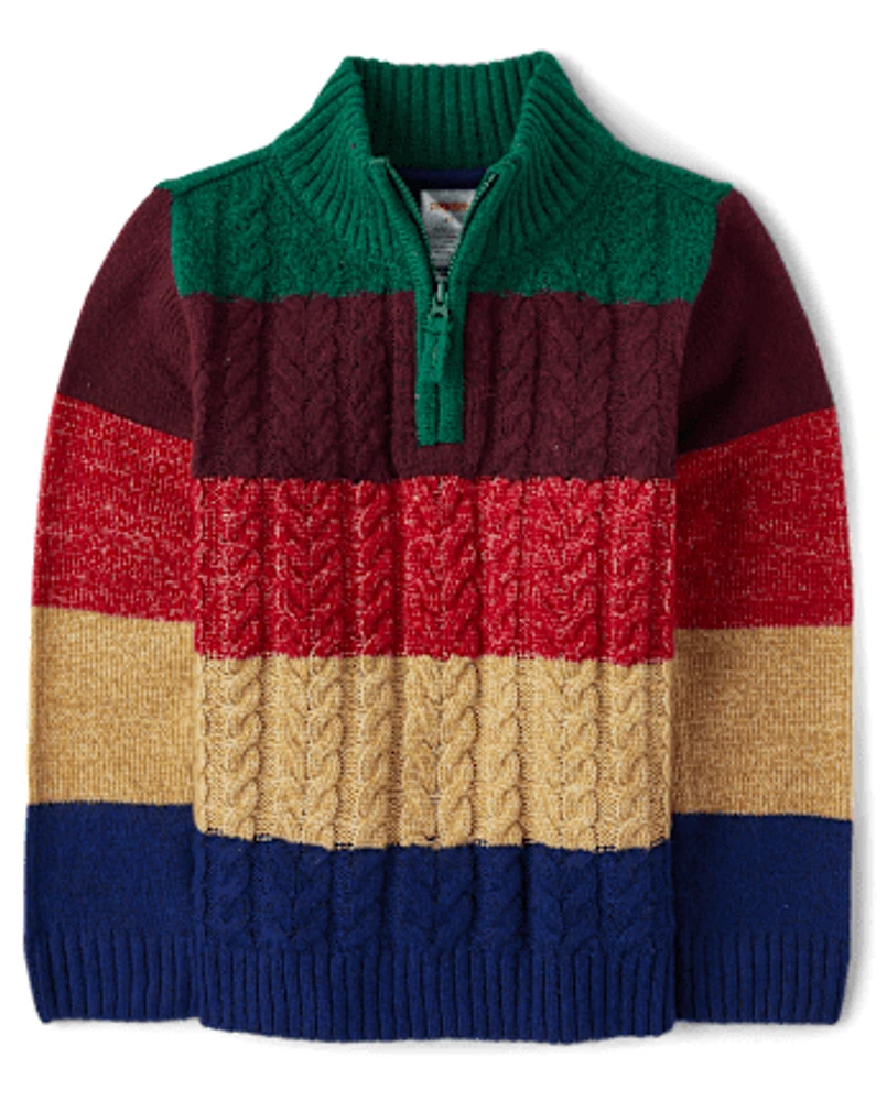 Boys Striped Half Zip Sweater - Holiday Express