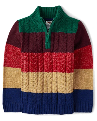 Boys Striped Half Zip Sweater - Holiday Express