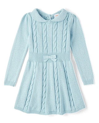 Girls Cable Knit Sweater Dress - Little Snowflake