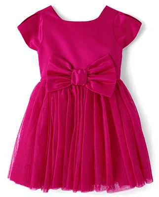 Girls Bow Fit And Flare Dress - All Dressed Up