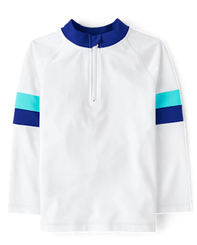 Rashguard rayé à fermeture éclair pour garçon - Natation