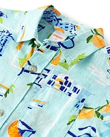 Boys Travel Linen-Blend Button Up Shirt - Swim