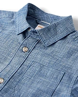 Boys Chambray Button Up Shirt - Blue Belle