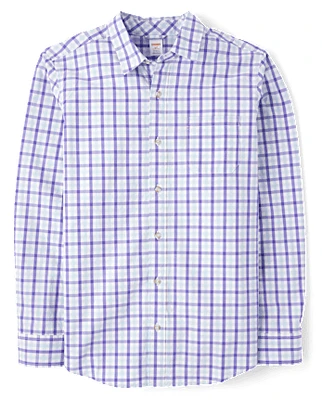 Mens Dad And Me Plaid Poplin Button Up Shirt - Lavender Fields