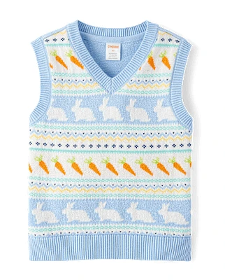 Boys Bunny Fairisle Sweater Vest - Garden Party