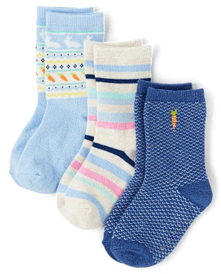 Boys Bunny Crew Socks 3-Pack - Garden Party