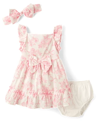 Baby Girls Floral Dress 2-Piece Outfit Set