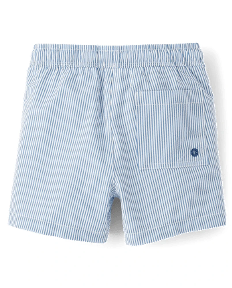 Boys Seersucker Swim Trunks