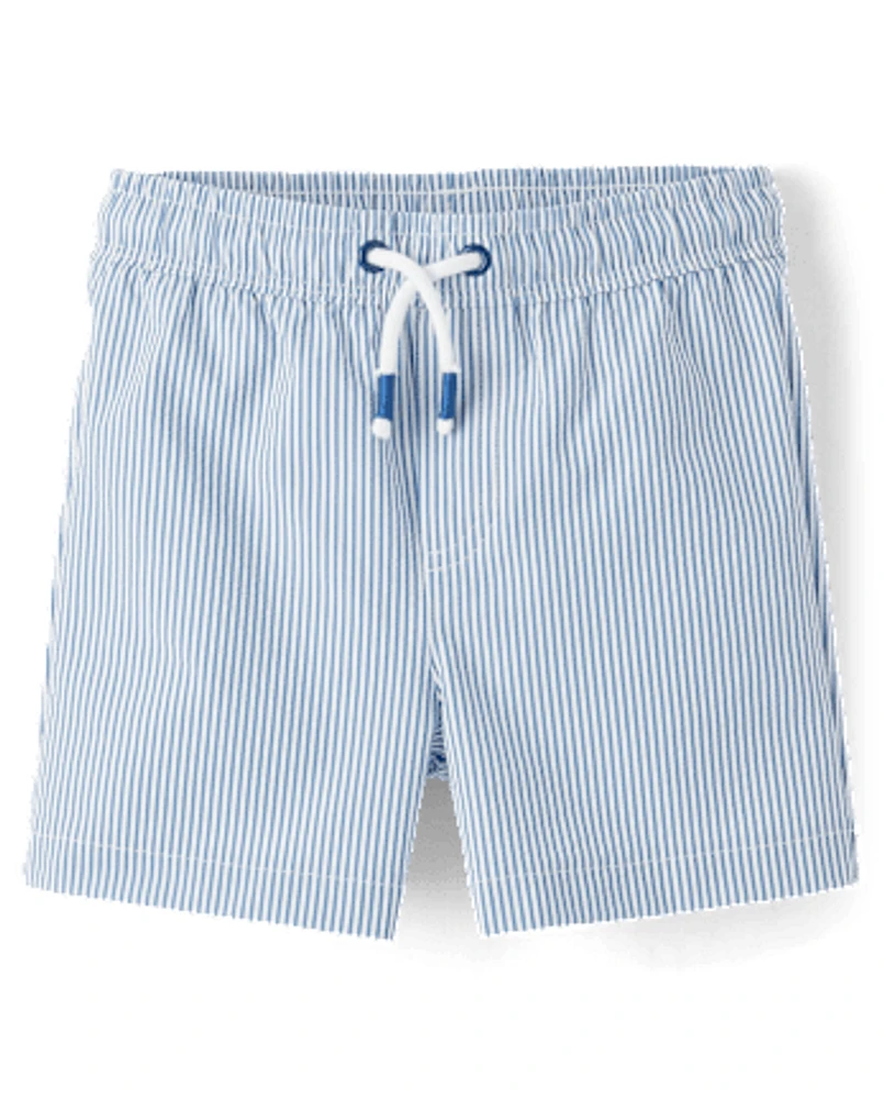 Boys Seersucker Swim Trunks
