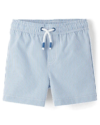Boys Seersucker Swim Trunks