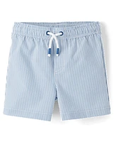 Boys Seersucker Swim Trunks