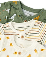 Baby Boys Animal Bodysuit 3-Pack