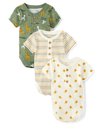 Baby Boys Animal Bodysuit 3-Pack